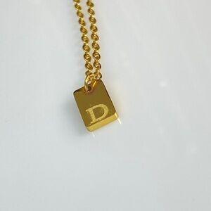 Initial Letter D Tag Necklace